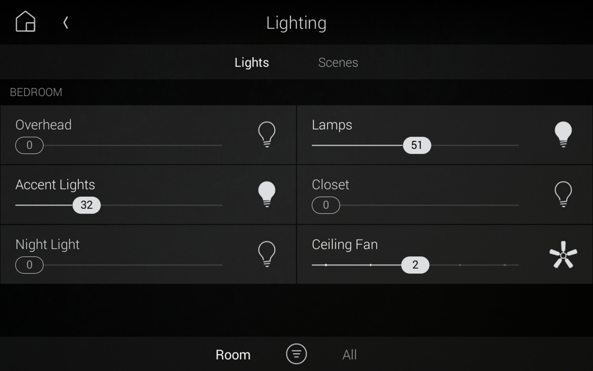 Control4 lighting UI